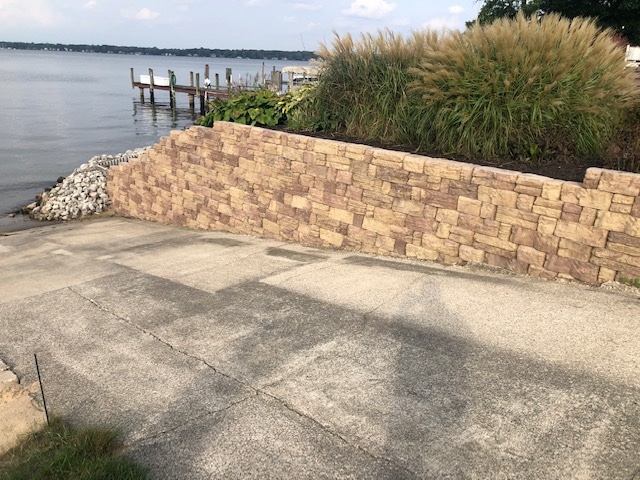 New paved pathway leading to water's edge