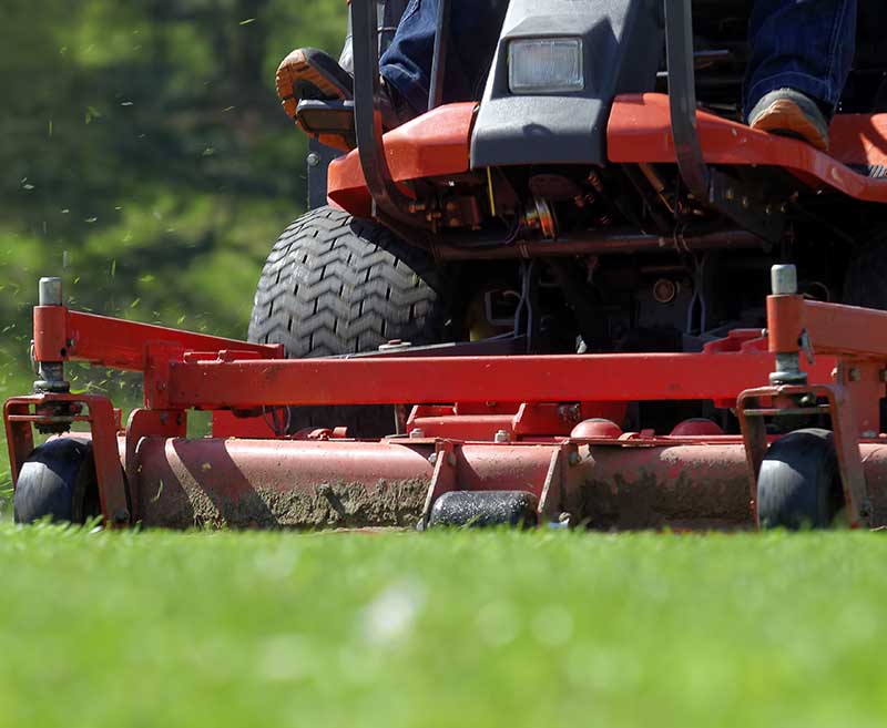 Commercial lawn mower mowing